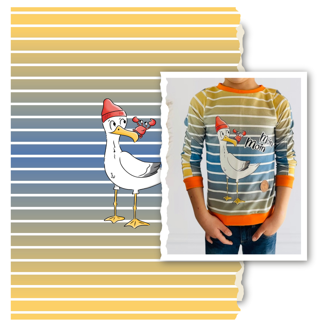 French Terry - Panel Möwe - Floridasun Verlauf - GroWi Design - Bio Qualität